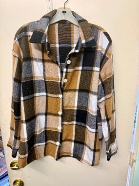 Brown & Tan Plaid Button Down Flannel
